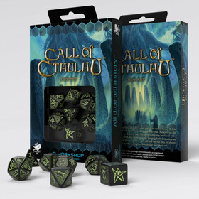 SET DE 7 DES - APPEL DE CTHULHU - NOIR/PHOSPHORESCENT