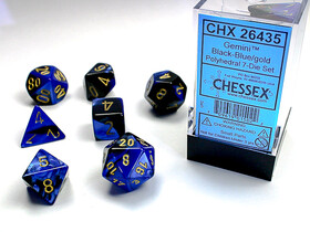 SET DE 7 DES - GEMINI - NOIR&BLEU/OR