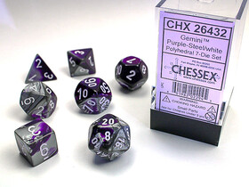 SET DE 7 DES - GEMINI - VIOLET&ACIER/BLANC